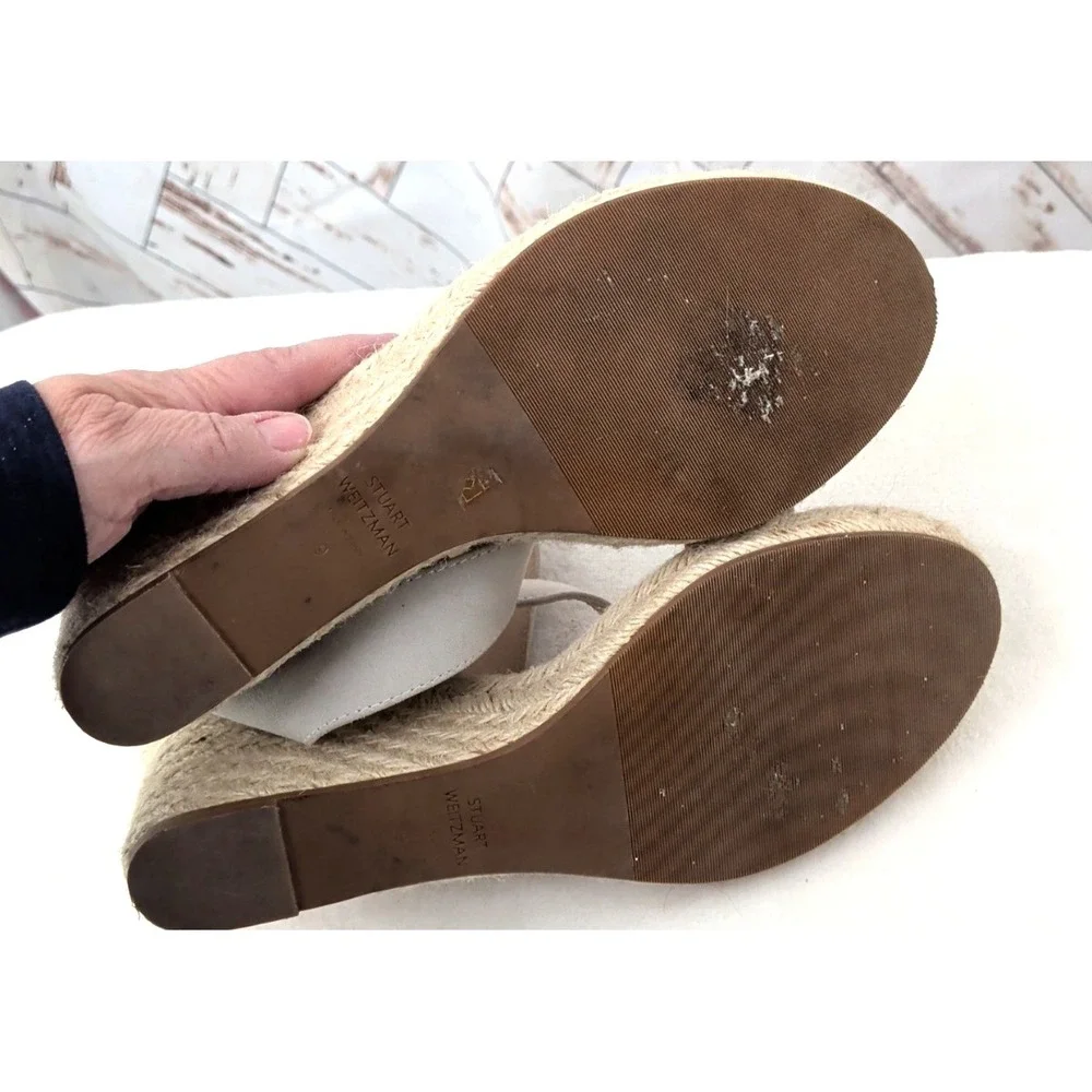 Stuart Weitzman Light Gray Suede Strap Espadrille